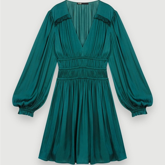 Maje Dresses & Skirts - Maje Satin Dress With Ruffles